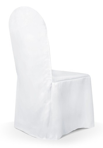 Biały pokrowiec na krzesło z fałdą 92 cm 2