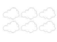 Preview: 6 cloud-shaped labels