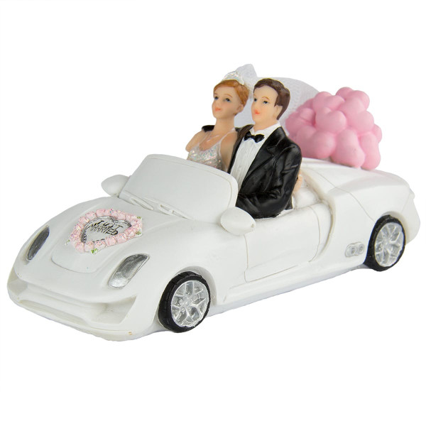 Tortenfigur Hochzeitsfahrt mit Cabrio
