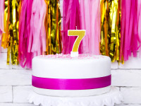 Vista previa: Vela de pastel dorado brillante número 7