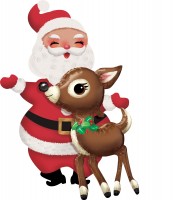 Airwalker Santa with deer 78cm x 1.21m