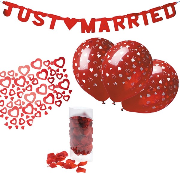 Just Married decoration set 8 pieces