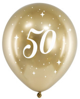 6 Glossy Gold Number 50 Balloon 30cm