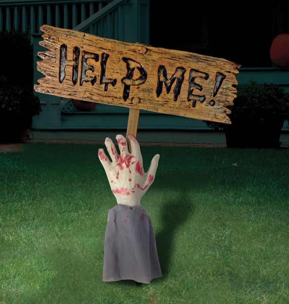 Hand med hjälp mig! Sign Halloween dekoration