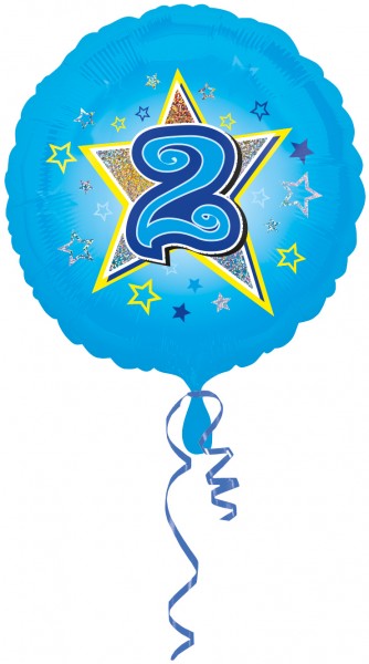 Folienballon Zahl 2 in Hellblau