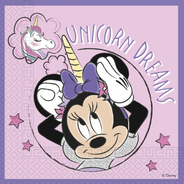 20 serviettes éco Minnie Mouse licorne 33cm