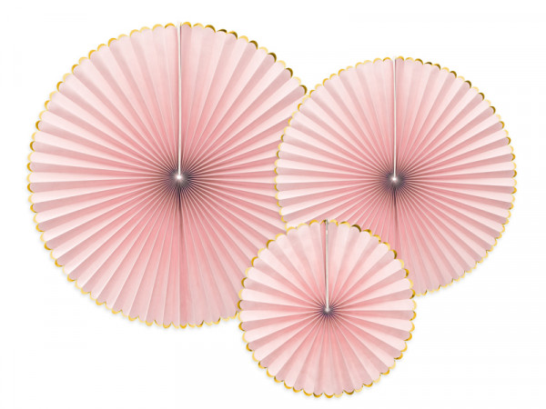 3 candy party paper rosettes light pink