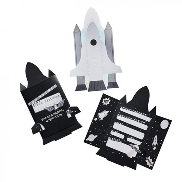 10 inbjudningskort för rymdskepp 14,5 x 22,5 cm