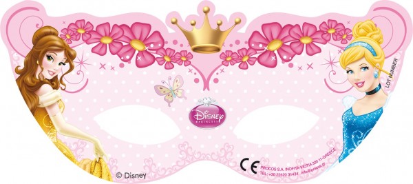 6 masques de fête magiques de princesse Disney rose pour petites princesses