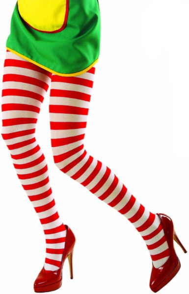 Striped tights white-red 70 DEN
