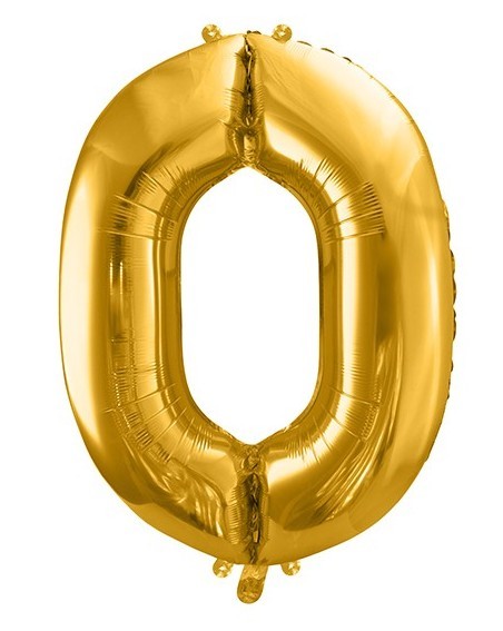 XXL folieballong nummer 0 guld 86cm