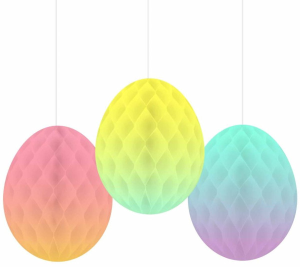3 Colourful Easter Eggs Honeycomb Balls 18cm