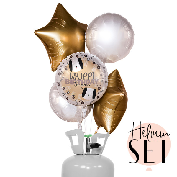 Wuffi Birthday Ballonbouquet-Set mit Heliumbehälter