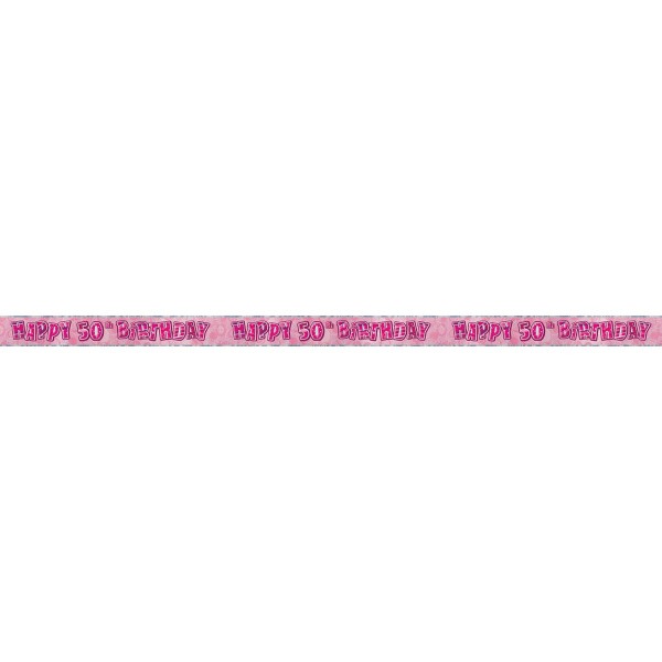 50-års fødselsdag Pink Glitter Dream Party Banner 2nd