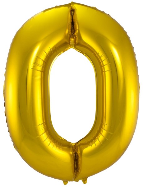 Folieballon nummer 0 guld 86cm