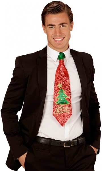 Glitter Christmas tie with fir tree motif 2