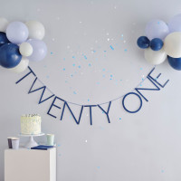 Preview: Blue number 21 garland with balloons