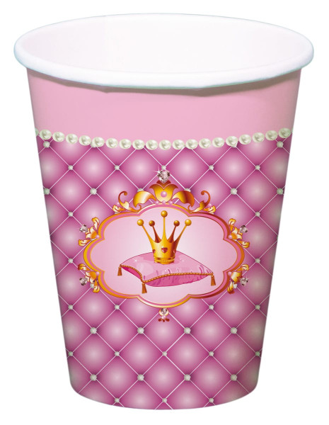 6 vasos de papel corona princesa 250ml