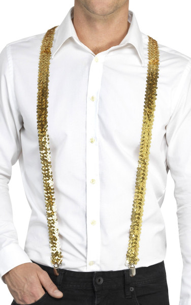 Golden disco sequin suspenders