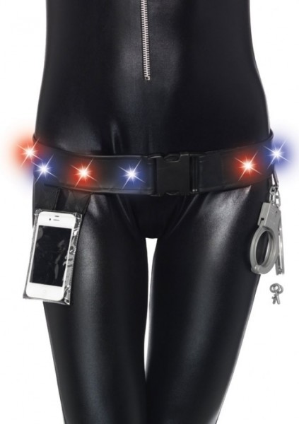 Flashing policeman belt with cell phone pocket