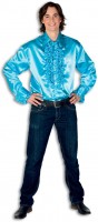 Disco Glamour Rüschenhemd Blau