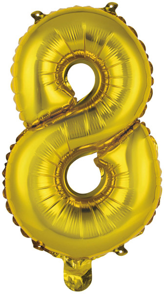 Mini foil balloon number 8 gold 40cm