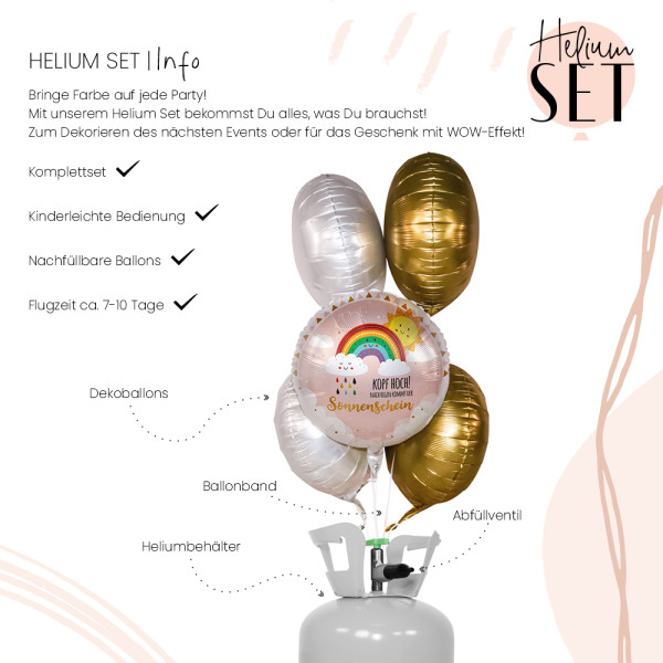 Kopf Hoch Sonnenschein Ballonbouquet-Set mit Heliumbehälter 3