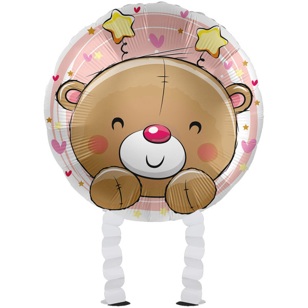 Baby Girl Bear Airwalker Foil Balloon 43cm