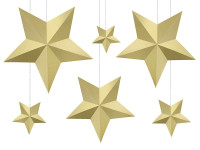 6 golden DIY hanging decoration stars