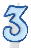 Number candle 3 blue 7cm