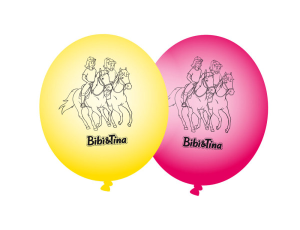 8 ballons en latex Bibi et Tina jaune-rose