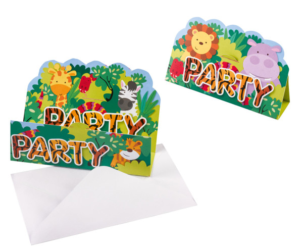 8 cartes d'invitation Safari Party 15 x 9 cm