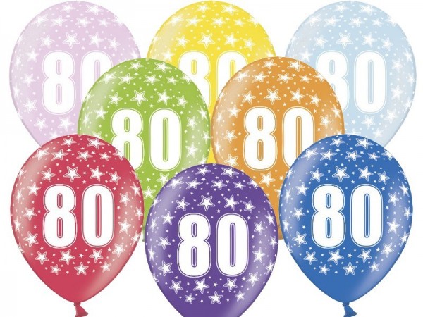 6 Wild 80th Birthday Luftballons 30cm