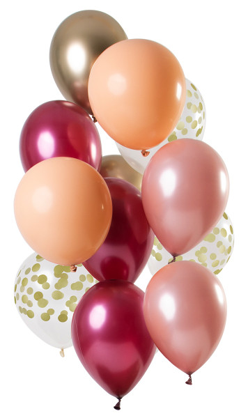 12 rubinfarvede latexballoner