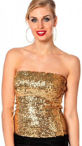 Strapless sequin top gold