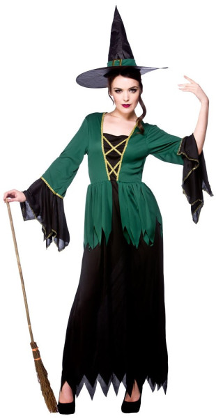 Disfraz de bruja mora Murella para mujer en negro y verde
