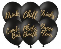 6 Chill out Party Luftballons schwarz 30cm
