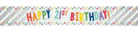 Tillykke med 21 års fødselsdag folie banner 2,7m