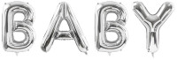 Vorschau: Folienballon-Set Baby-Schriftzug Silber 2,6m
