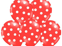 6 balloons polka dots strawberry red 30cm