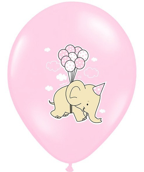 6 globos niña elefante 30cm