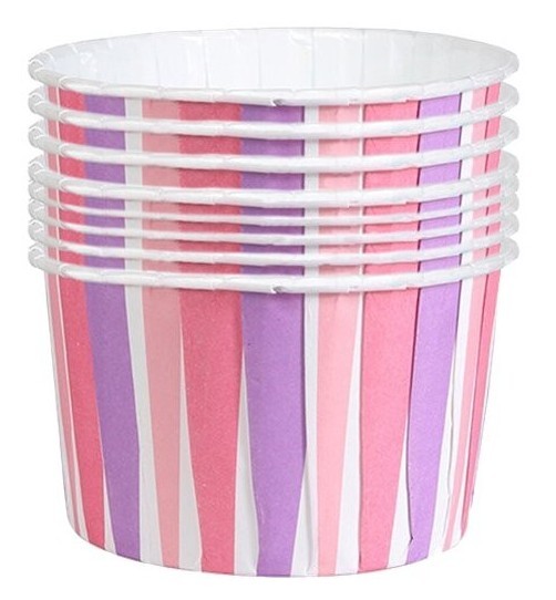 24 pink stripes muffin tins 6cm