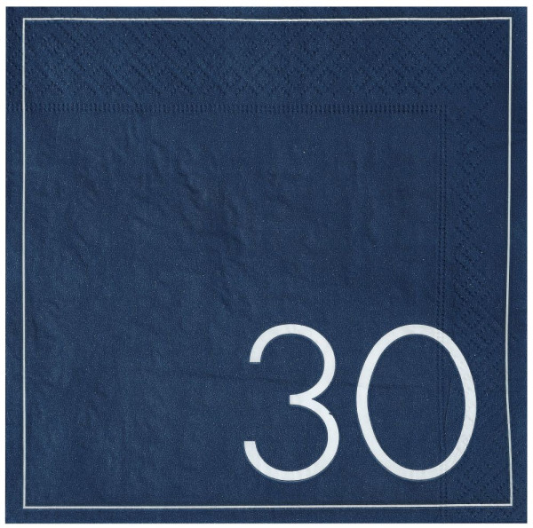 16 blå servietter tillykke med 30 års fødselsdag