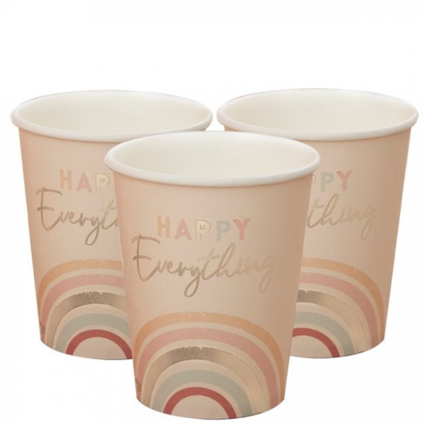 8 Happy Everything paper cups rainbow