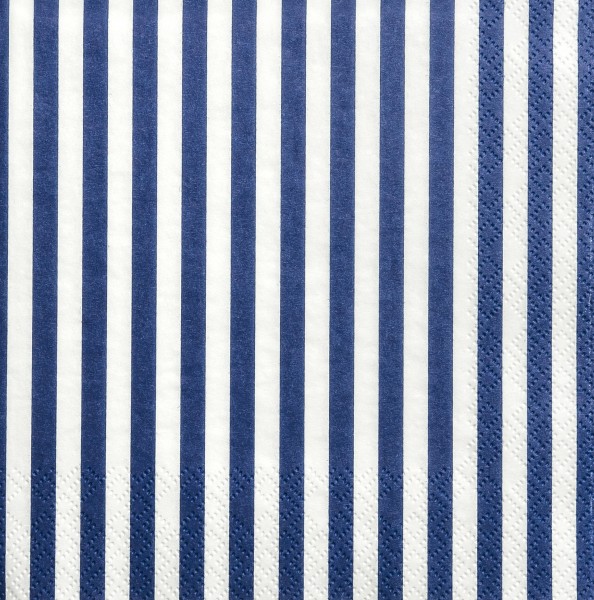 20 serviettes à rayures bleu marine 33 cm