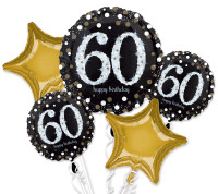 Gylden 60-års fødselsdag ballonbuket