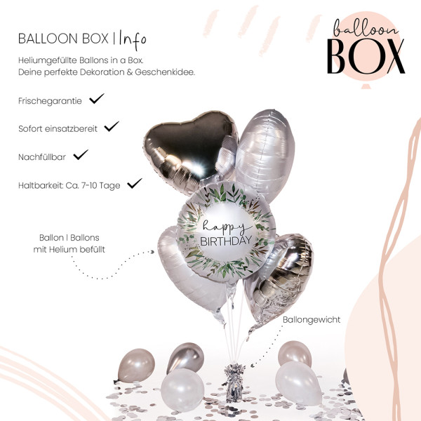 Heliumballon in der Box Natural Greenery Birthday 3