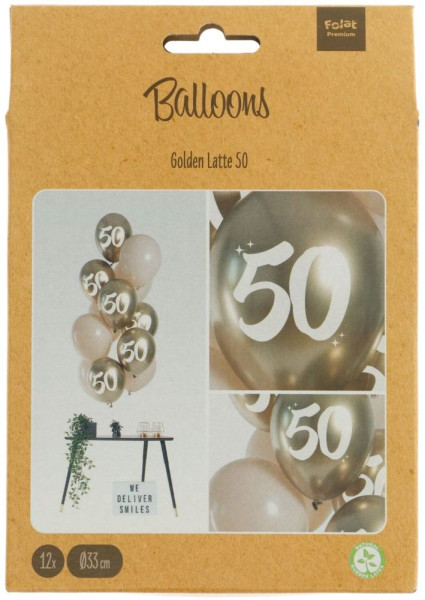 12 Golden 50th Ballonmix 33cm 3