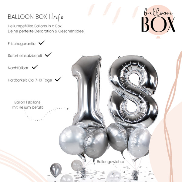 10 Heliumballons in der Box Silber 18 3