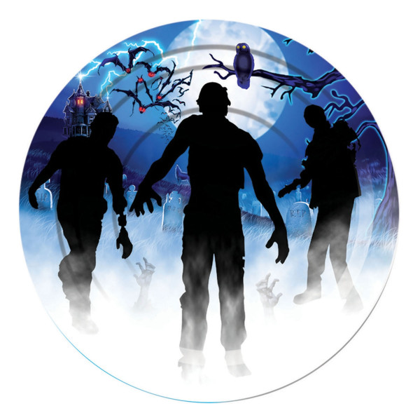 8 large zombie in foggy paper plates 23cm